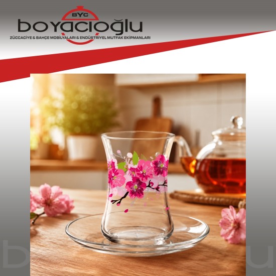 LAV-BAHARS2 FUŞYA DESENLİ ÇAY SET
