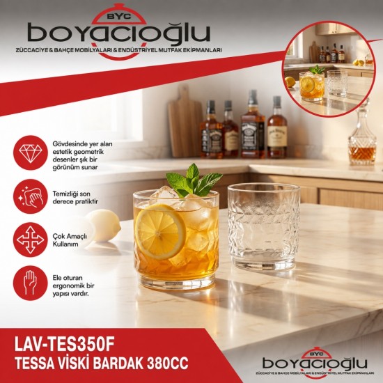 LAV-TES350F TESSA VİSKİ BARDAK 380CC