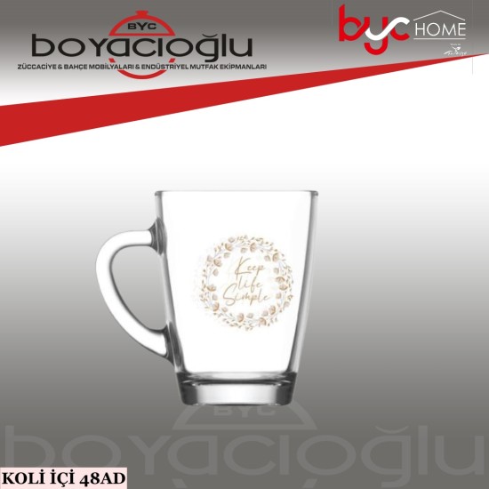 LAV-VEG412 SB5026MZ DESENLİ CAM KUPA BARDAK