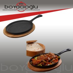 LAVA DÖKÜM FAJİTA TAVASI 17X23 OVAL ALTLIKLI