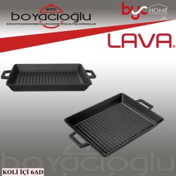 LAVA DÖKÜM IZGARA TAVA 26X32 METAL KULPLU 