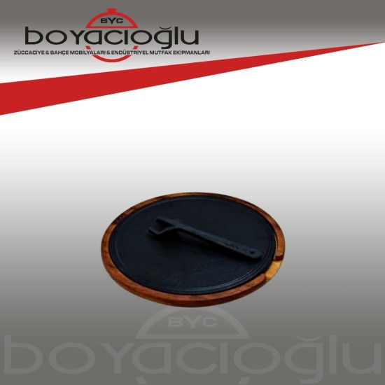 LAVA DÖKÜM AHŞAP SERVİS TABAĞI PLAKALI 30CM