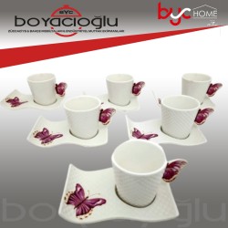 LVN-02479 KELEBEK 6LI KAHVE FİNCAN TK.