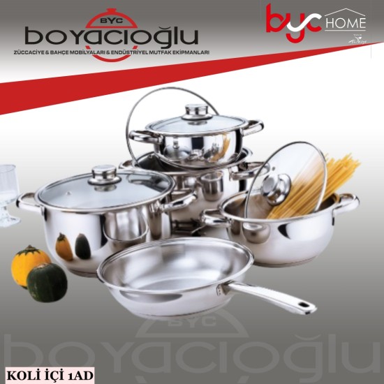 GÜLSAN MEGA 9 PRC. ÇELİK TENCERE SET