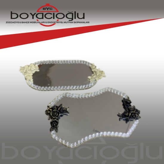 MİNAJE MJ014 TAŞLI AYNALI TEPSİ MİNAJE MJ014 TAŞLI AYNALI TEPSİ