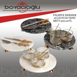 PALMİYE MERMER 2Lİ SUNUM TEPSİ