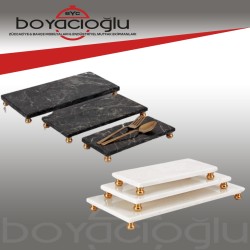 PALMİYE MERMER 3LÜ SUNUM TEPSİ