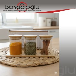 MTR-2503789 BAMBULU CAM KAVANOZ SETİ 3LÜ