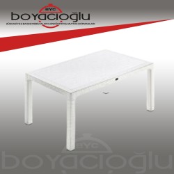 MEVSİM 90X150 RATTAN MASA CAMSIZ -BEYAZ