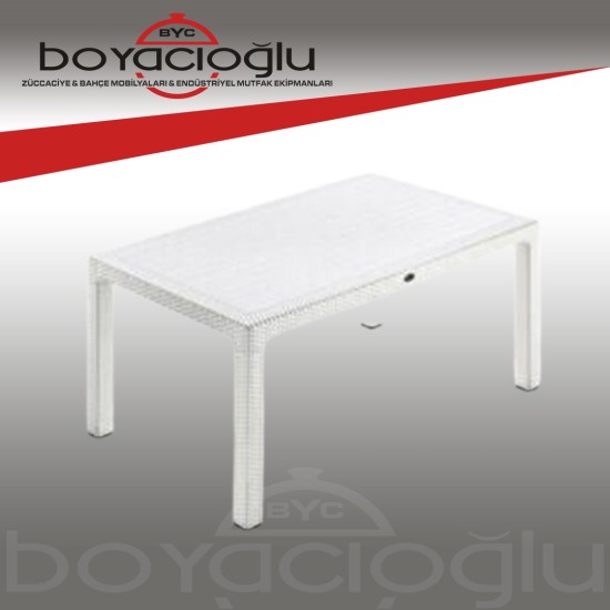 MEVSİM 90X150 RATTAN MASA CAMSIZ -BEYAZ