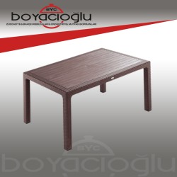 MEVSİM 90X150 RATTAN MASA CAMSIZ -KAHVE
