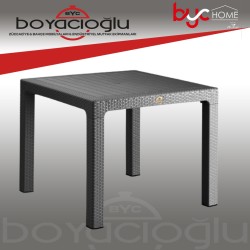 MEVSİM 90X150 RATTAN MASA CAMSIZ -SİYAH