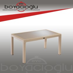 MEVSİM 90X150 RATTAN MASA CAMLI -KAPİÇİNO