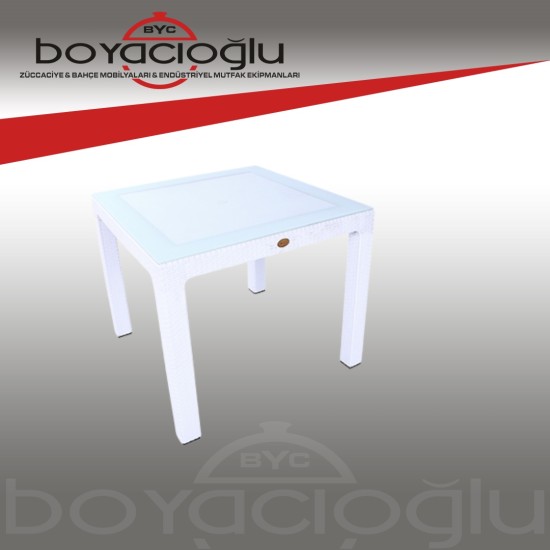 MEVSİM 90X90 RATTAN MASA CAMLI-BEYAZ MEVSİM 90X90 RATTAN MASA CAMLI-BEYAZ