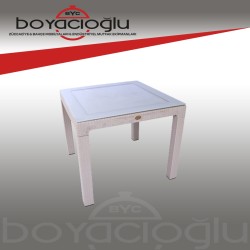 MEVSİM 90X90 RATTAN MASA CAMLI-KAPİÇİNO