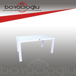 MEVSİM 90X150 RATTAN MASA CAMLI -BEYAZ