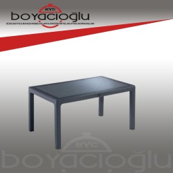 MEVSİM 90X150 RATTAN MASA CAMLI -ANTRASİT