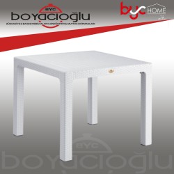MEVSİM 90X90 RATTAN MASA CAMSIZ-BEYAZ