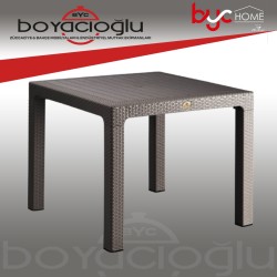 MEVSİM 90X90 RATTAN MASA CAMSIZ-KAHVE