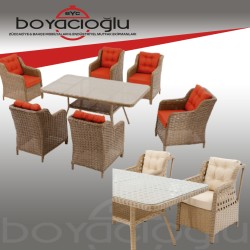 MAYSTRO HELSİNKİ RATTAN MASA TAKIMI 6LI