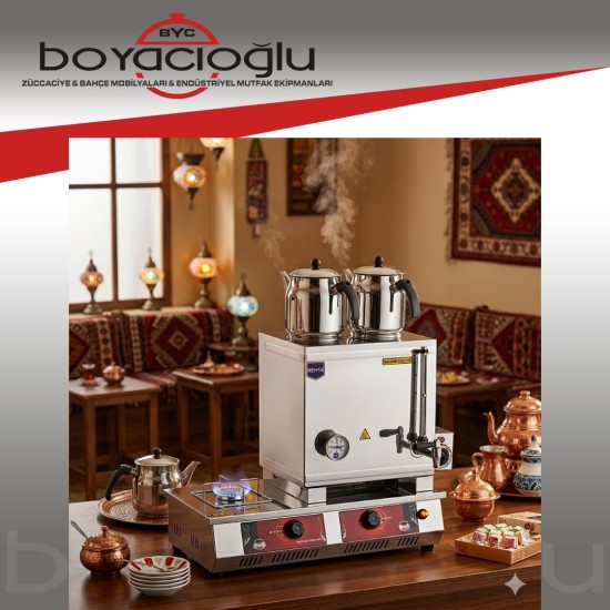 REMTA N12E 40LIK İKİ DEMLİKLİ ÇAY KAZANI GAZLI+ELEKTRİKLİ