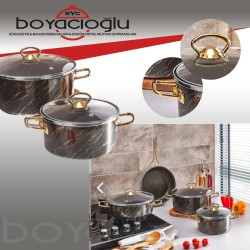 NETLON EMAYE GRANİT GOLDEN TENCERE SET 7PRÇ