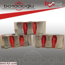 ELMASGLASS HYPER HEYBELİ ÇAY BARDAK 6LI İŞLEMELİ