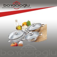 GÜLSAN OMLET TENCERE SET CAM KAPAKLI 6PRÇ.