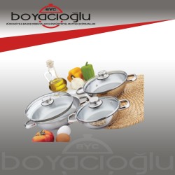 GÜLSAN OMLET TENCERE SET CAM KAPAKLI 6PRÇ.