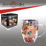 PBT-154 CİFT CİDARLI ÇİÇEKLİ KUPA BARDAK