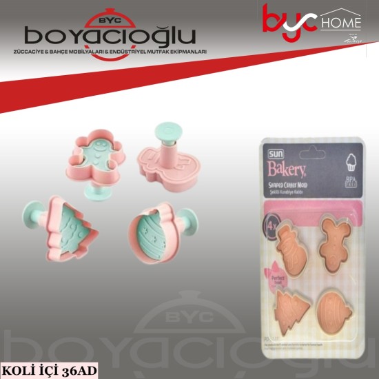 SUN PD-3133 BASMALI KÜÇÜK KURABİYE KALIBI 4LÜ
