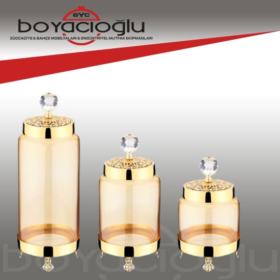 PLMY-18234 ELEGANS İSTEME KAVANOZ 3LÜ PLMY-18234 ELEGANS İSTEME KAVANOZ 3LÜ