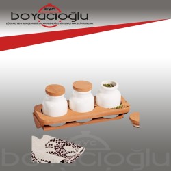 BAMBULU PORSELEN 3'LÜ MİNİ KAVANOZ SET