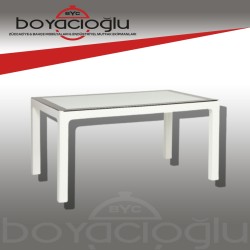 RAINBOW ARIZONA 90X150 CAMLI RATTAN MASA - BEYAZ