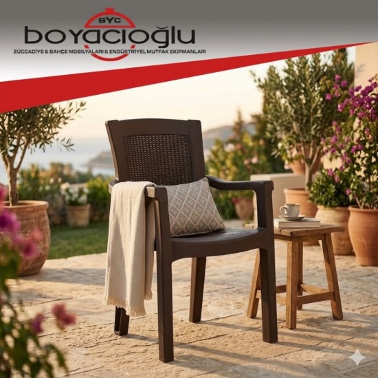 SAĞLAM ELA DOLGU AYAK KOLTUK -KAHVE