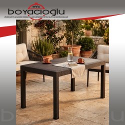 SAĞLAM 0327 SHOW RATTAN MASA CAMSIZ 90X150-ANTRASİT 