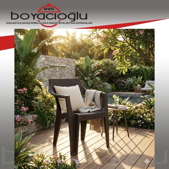 SAĞLAM 0397 FLORA RATTAN KOLTUK-KAHVE