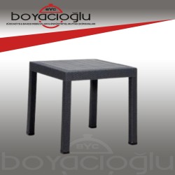 SAĞLAM 525 ELİT RATTAN MASA CAMSIZ 80X80-ANTRASİT