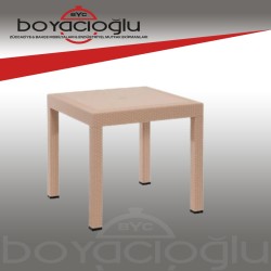 SAĞLAM 525 ELİT RATTAN MASA CAMSIZ 80X80-KAPİÇİNO