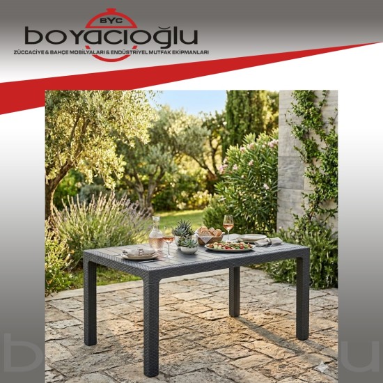 SAĞLAM 527 RATTAN MASA 80X140 CAMSIZ ANTRASİT