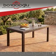 SAĞLAM 527 RATTAN MASA 80X140 CAMSIZ KAHVE