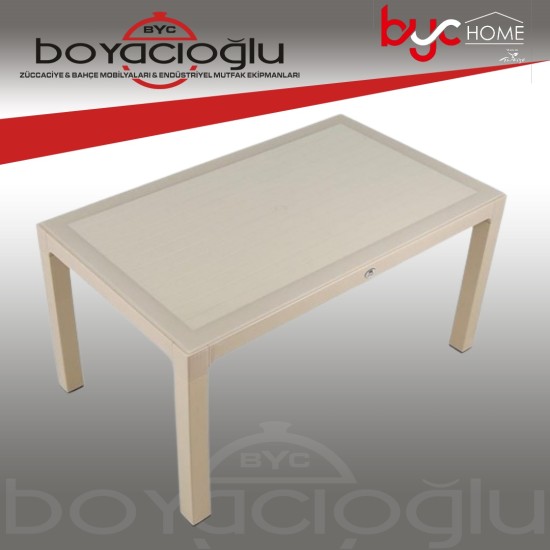 SAĞLAM IRMAK WOOD CAMLI MASA 90X150 KAPİÇİNO