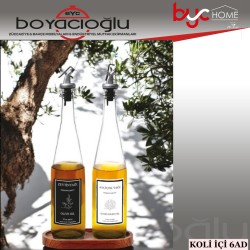 SİGMA OLEA AHŞAP STAND 2Lİ CAM YAĞLIK 750CC