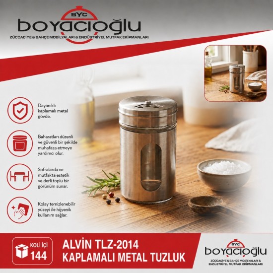 ALVİN TLZ-2014 KAPLAMALI METAL TUZLUK