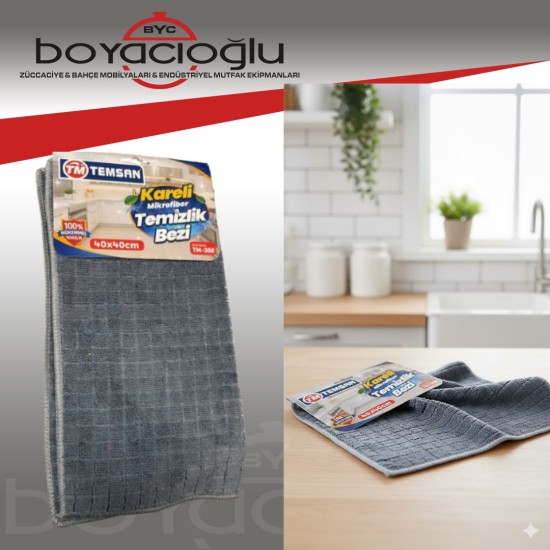 TEMSAN TM-300 KARELİ MİKROFİBER BEZ 40X40