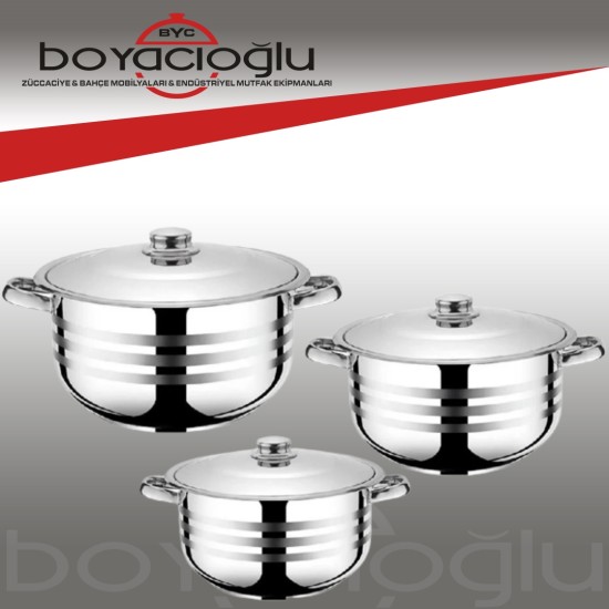 TOGO AY JUMBO 430 TENCERE SETİ 28-30-32CM TOGO AY JUMBO 430 TENCERE SETİ 28-30-32CM