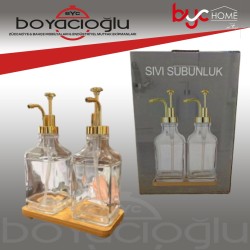 TUTKU 1356 2Lİ CAM SIVI SABUNLUK 3PRÇ