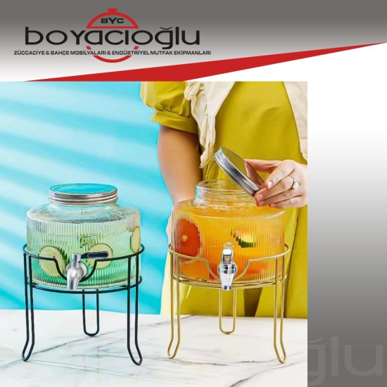 TUTKU-TD03 RÖLYEFLİ CAM SEBİL ŞERBETLİK 2,5LT