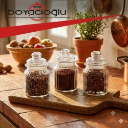 ÜN519 VAKUM KAPAK 3LÜ CAM KAVANOZ 500ML