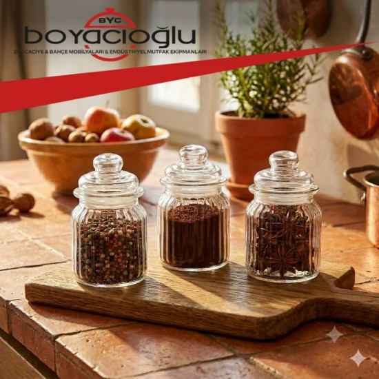 ÜN519 VAKUM KAPAK 3LÜ CAM KAVANOZ 500ML